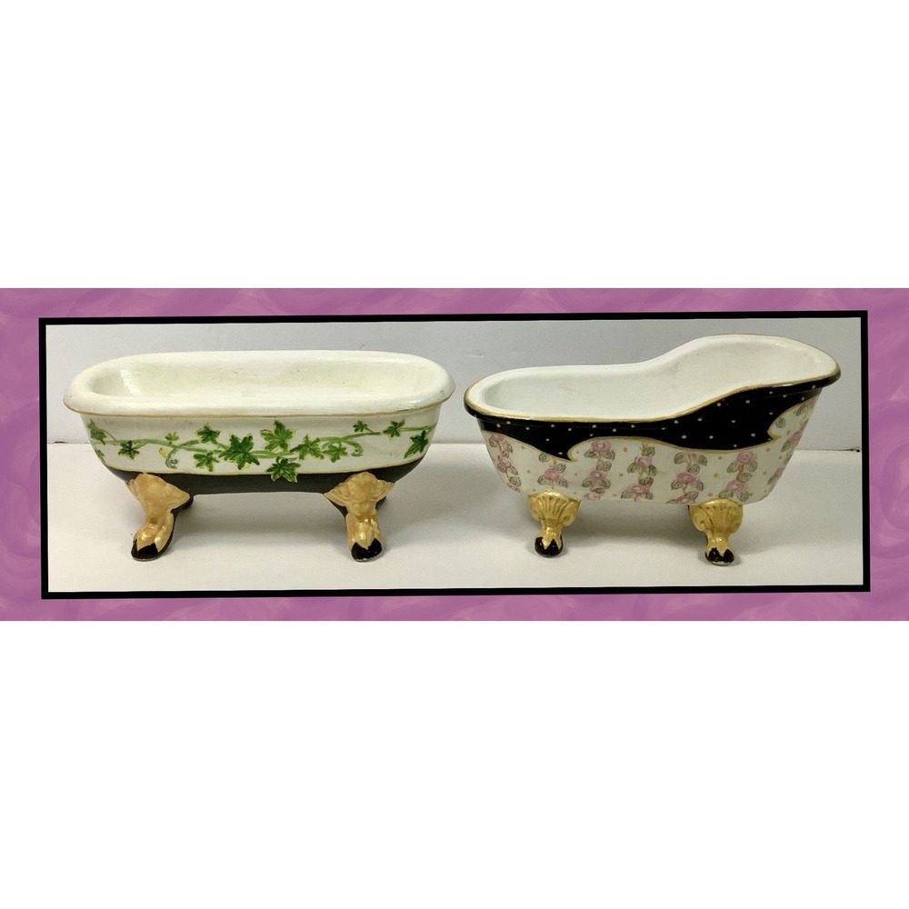 2 Vintage Hand Painted Bathtubs Soap Claw‎ foot Beautiful!